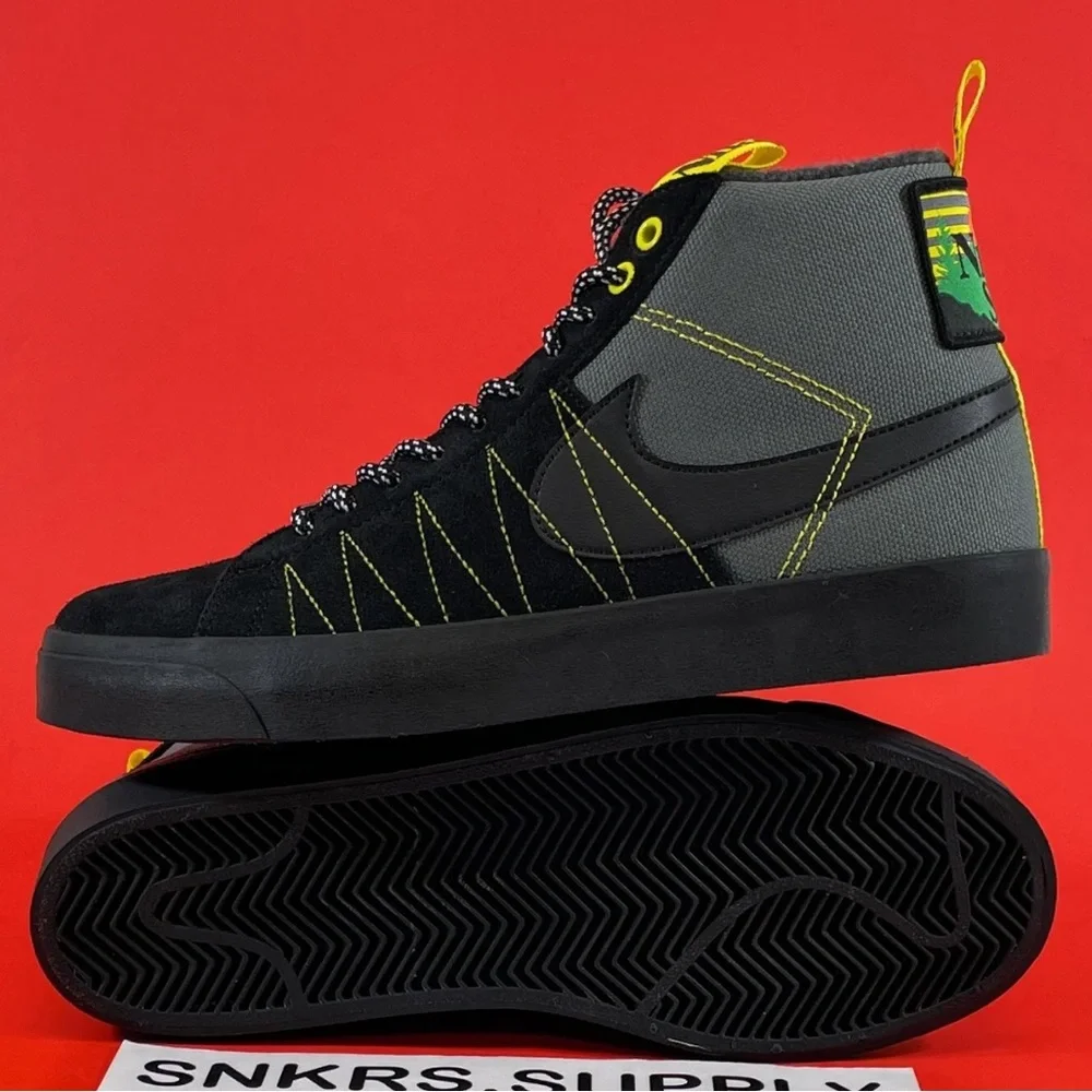 Nike High-Top Skate Sneakers in Black, Gray & Yellow